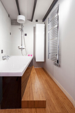 Hardwood flooring in Bathroom